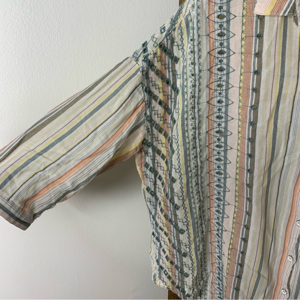 Anthropologie Multicolor Yarn-Dyed Striped Button Down Shirt Size XS/S - Picture 5 of 7